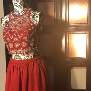 2 piece Red Beaded Dress (halter style top)